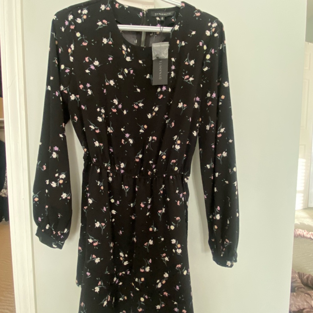 Dynamite floral fit and flare dress